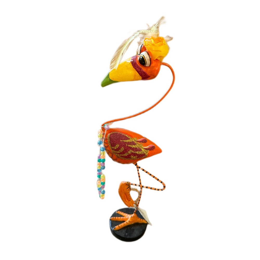 KATHERINE'S COLLECTION Flamingo Mardi Gras Figure 11" BOHO Decor Beads Colorful